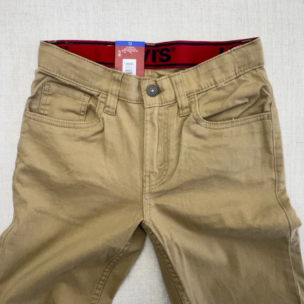 Levis Boys‎ 511 Slim Fit Stretch Adjustable Twill Pants Harvest Gold Khaki Sz 12